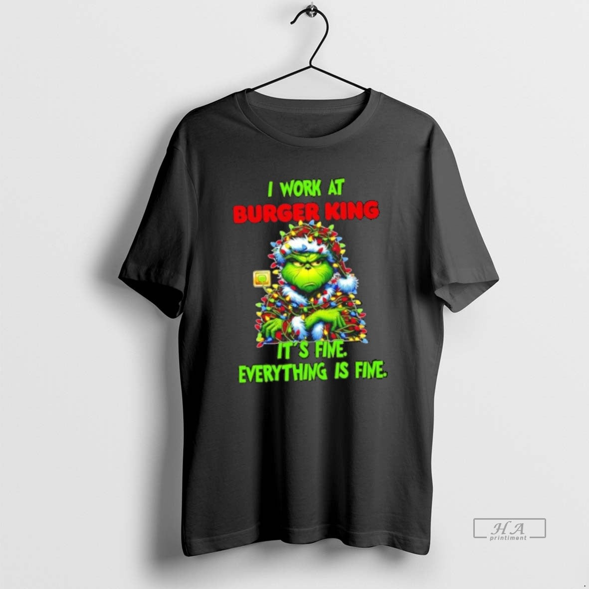 Official Grinch Christmas Tree I Work At Burger King Its Fine Everything Is Fine - clothing by TeeHivey.com