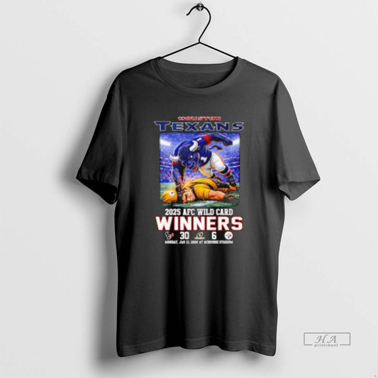 Official Houston Rexans 2025 Afc Wild Card Winners 30 6 Score Mascot - clothing by TeeHivey.com