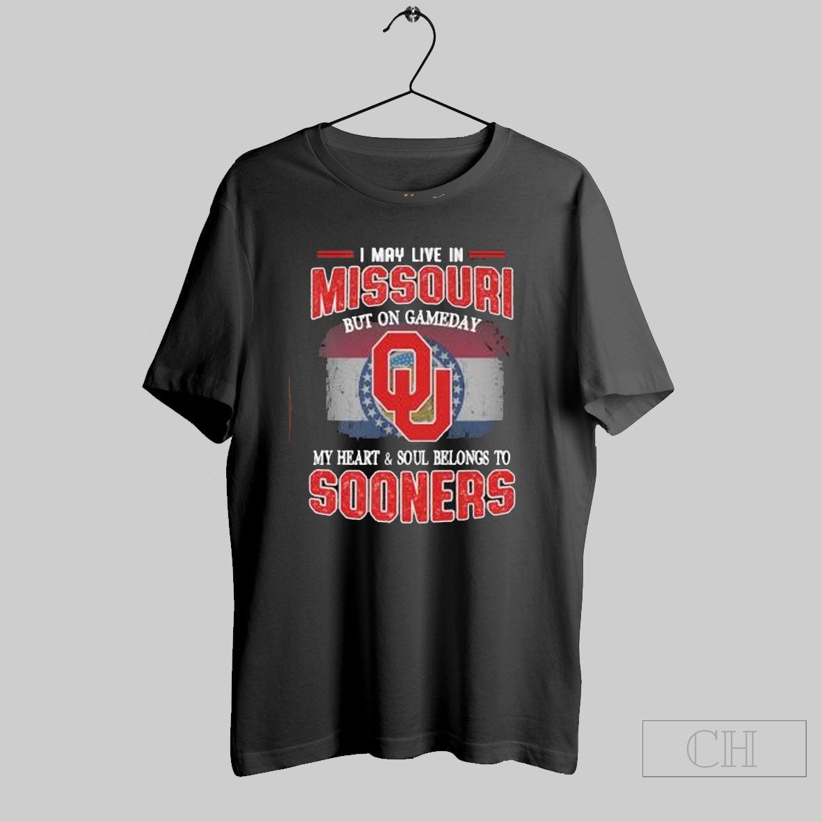 Official I May Live In Missouri But On Gameday My Heart Soul Belongs To Oklahoma Sooners - clothing by TeeHivey.com