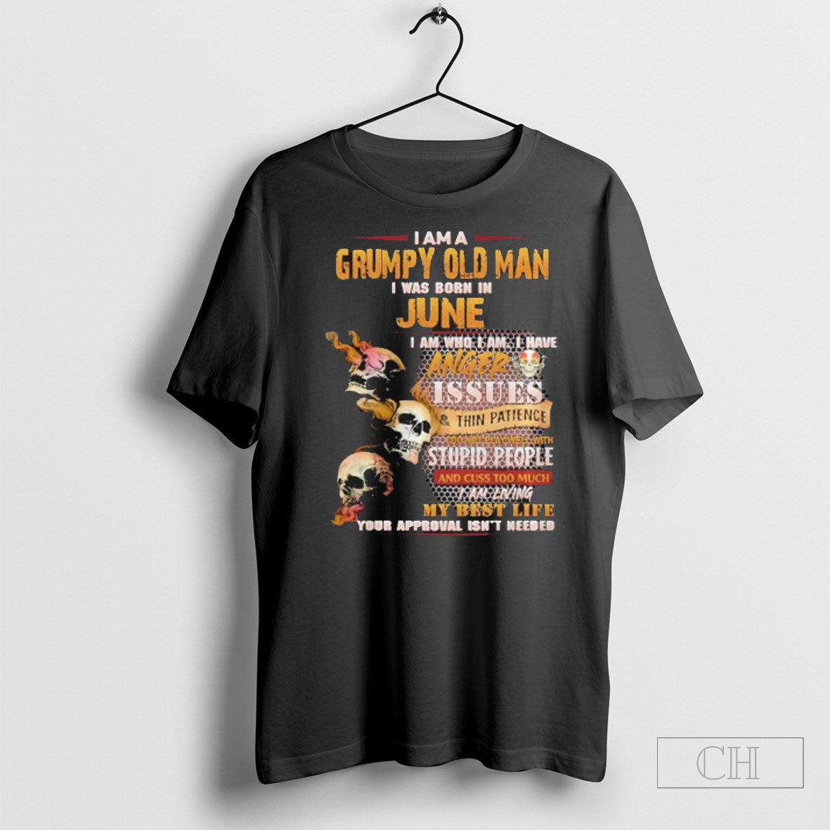 Official Im A Grumpy Old Man I Was Born In June Skull Anger Issues Sweater
