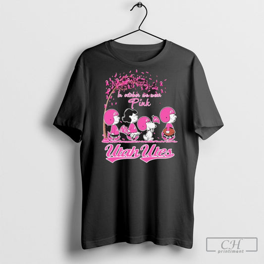 Official In October We Wear Pink Peanuts Utah Utes Shirt Sweater