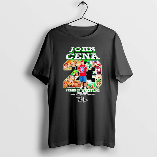 Official John Cena Years Of Wrestling 2002 2025 Thank You For The Memories Signature - clothing by TeeHivey.com