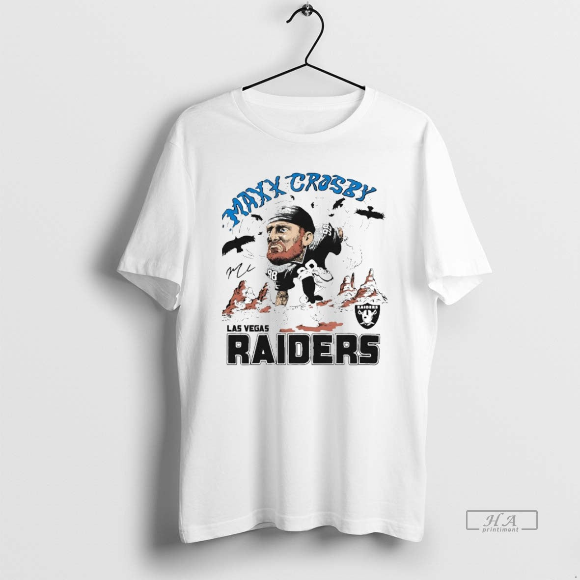 Official Maxx Crosby Running Caricature Signature Raiders - clothing by TeeHivey.com
