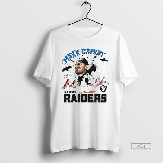Official Maxx Crosby Running Caricature Signature Raiders - clothing by TeeHivey.com