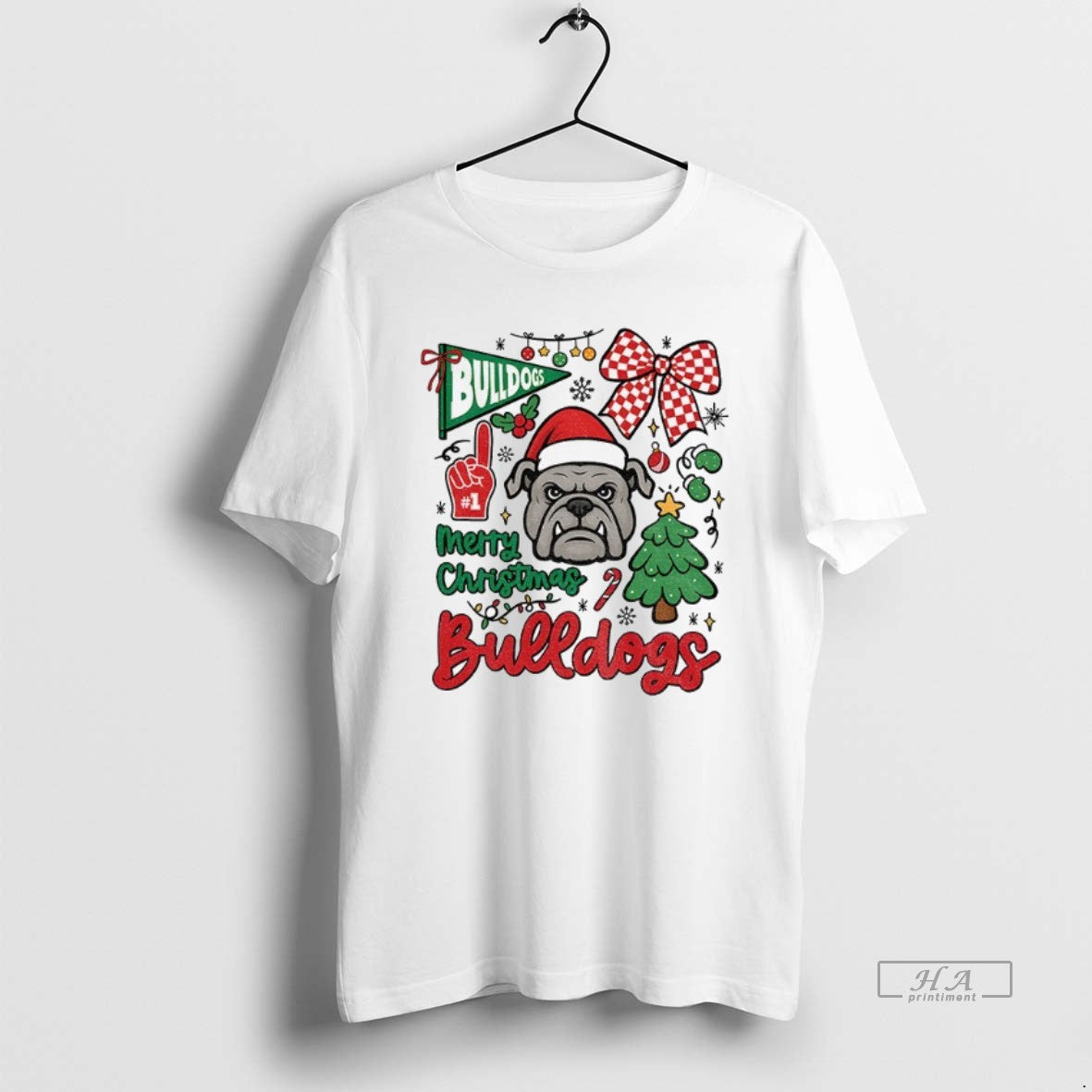 Official Merry Christmas Georgia Bulldogs Game Day Mascot Festive Checkerboard Bow - clothing by TeeHivey.com
