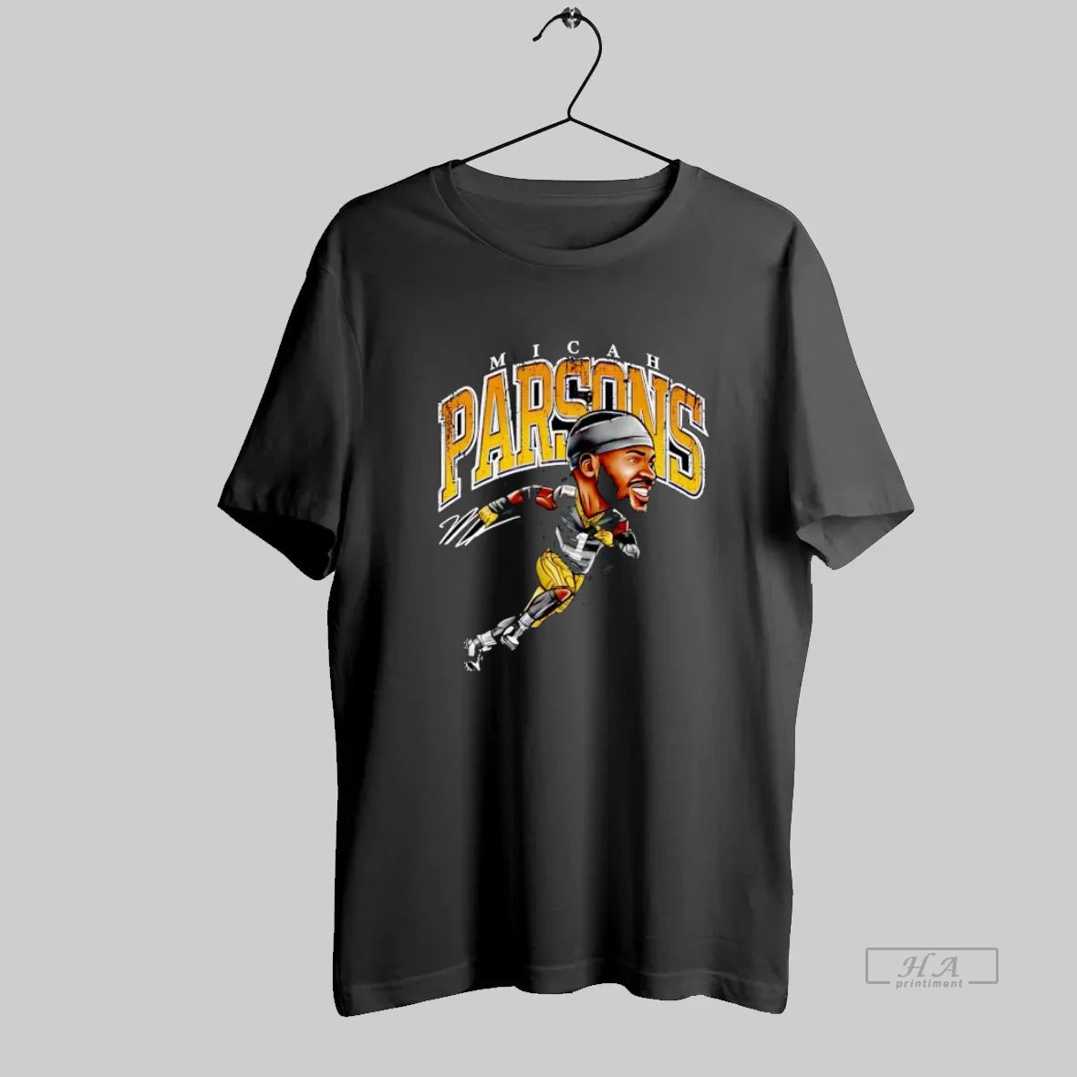 Official Micah Parsons Cartoon Football Player Signature Graphic - clothing by TeeHivey.com