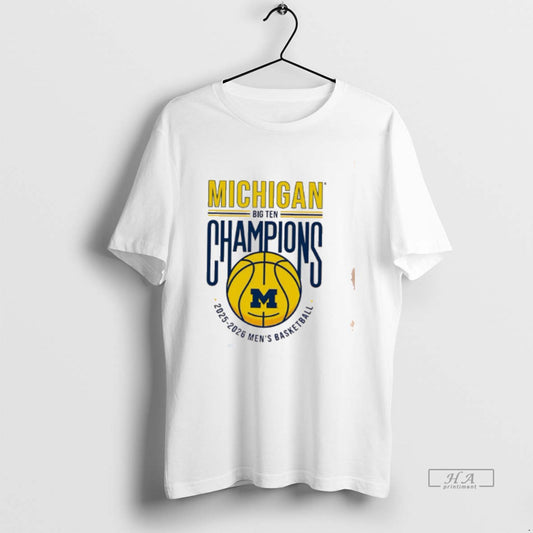 Official Michigan Mens Basketball 2025 2026 Big Ten Regular Season Champions Tee