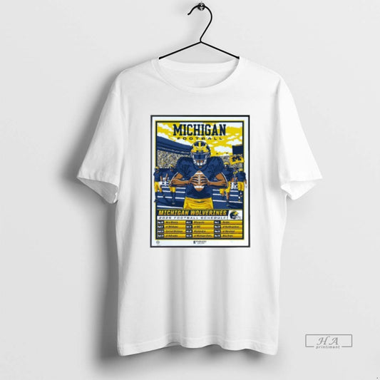 Official Michigan Wolverines 2025 Football Schedule Phenom Gallery Mens White - clothing by TeeHivey.com