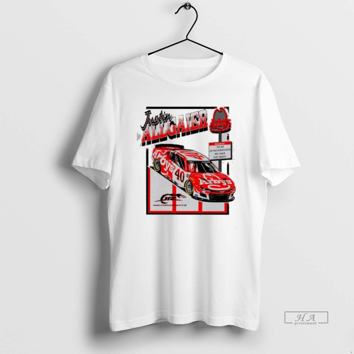 Official Nascar Justin Allgaier Jr Motorsports Arbys Graphic - clothing by TeeHivey.com