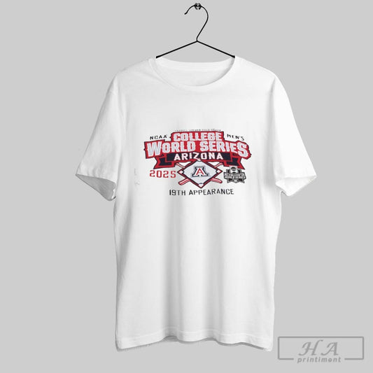 Official Ncaa Charles Schwab Field Omaha College World Series Arizona Wildcats 2025 19th Appearance Tee