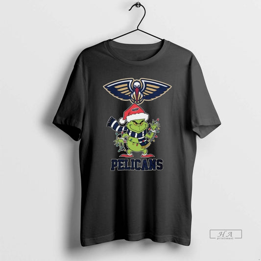 Official New Orleans Pelicans X Grinch Santa Lights Christmas 2025 Long Sleve - clothing by TeeHivey.com