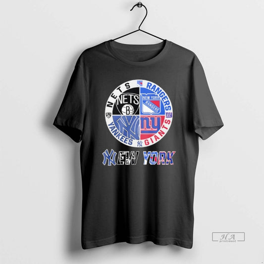 Official New York Giants New York Yankees York Nets New York Rangers Mashup Logo - clothing by TeeHivey.com