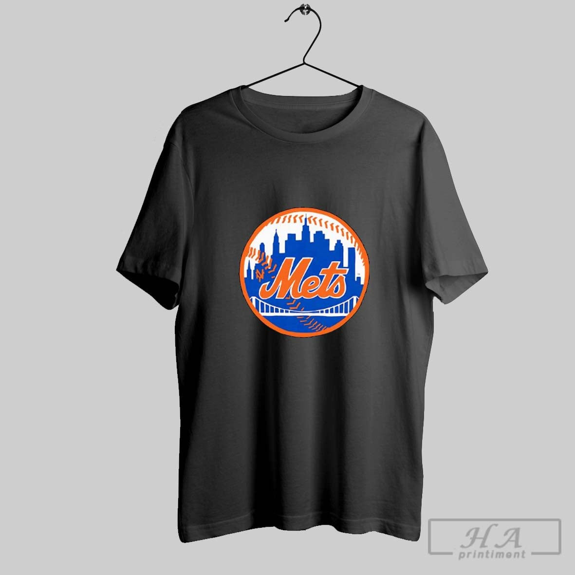 Official New York Mets Skyline Baseball Logo Sports Fan Posters Black - clothing by TeeHivey.com
