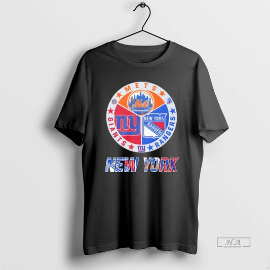 Official New York Rangers New York Mets New York Giants Mashup Logo - clothing by TeeHivey.com