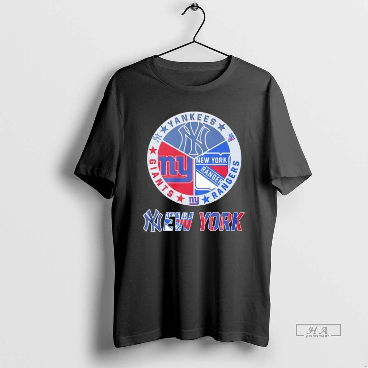 Official New York Yankees New York Rangers New York Giants Mashup Logo - clothing by TeeHivey.com