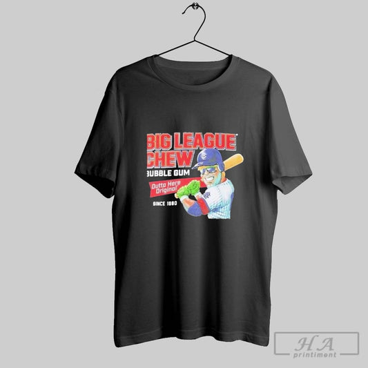Official Official Big League Chew Bubble Gum Outta Here Original Baseball Since 1980 Sweater Tee