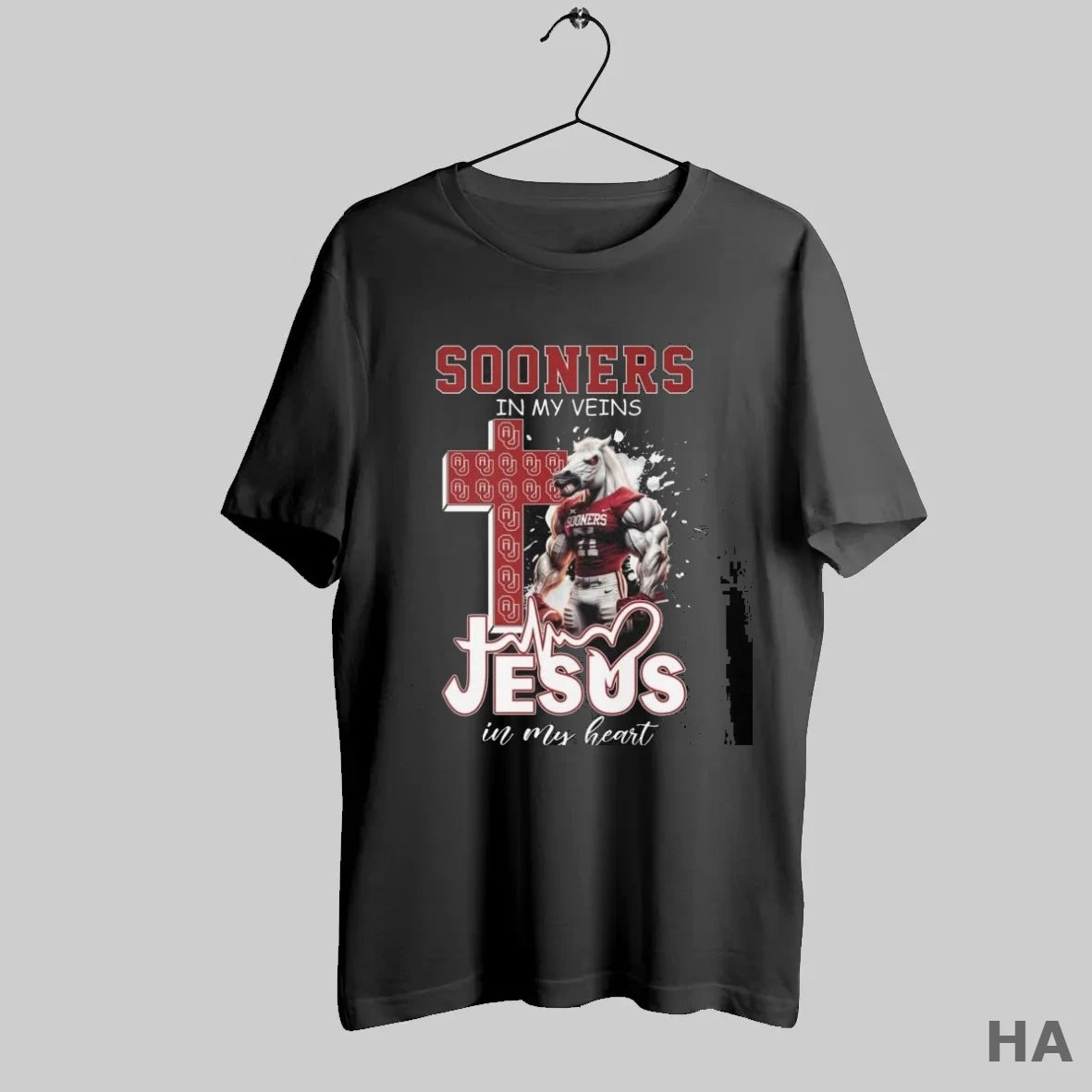 Official Oklahoma Sooners In My Veins Jesus In My Heart Mascot 2025 - clothing by TeeHivey.com