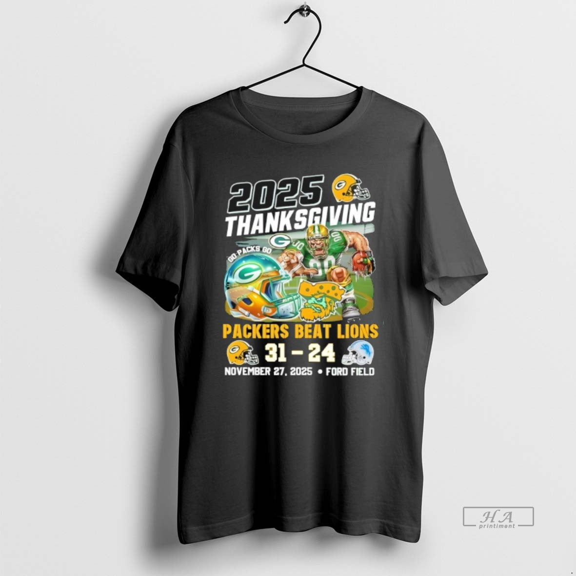 Official Packers Beat Lions 2025 Thankgiving November 27th Ford Field - clothing by TeeHivey.com