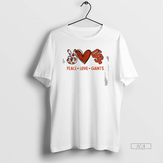 Official Peace Love Giants San Francisco Baseball Hand Heart Graphics
