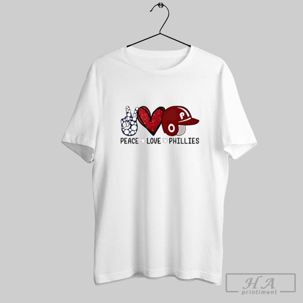 Official Peace Love Phillies Glitter Red Heart Baseball Themed Fan Posters White - clothing by TeeHivey.com