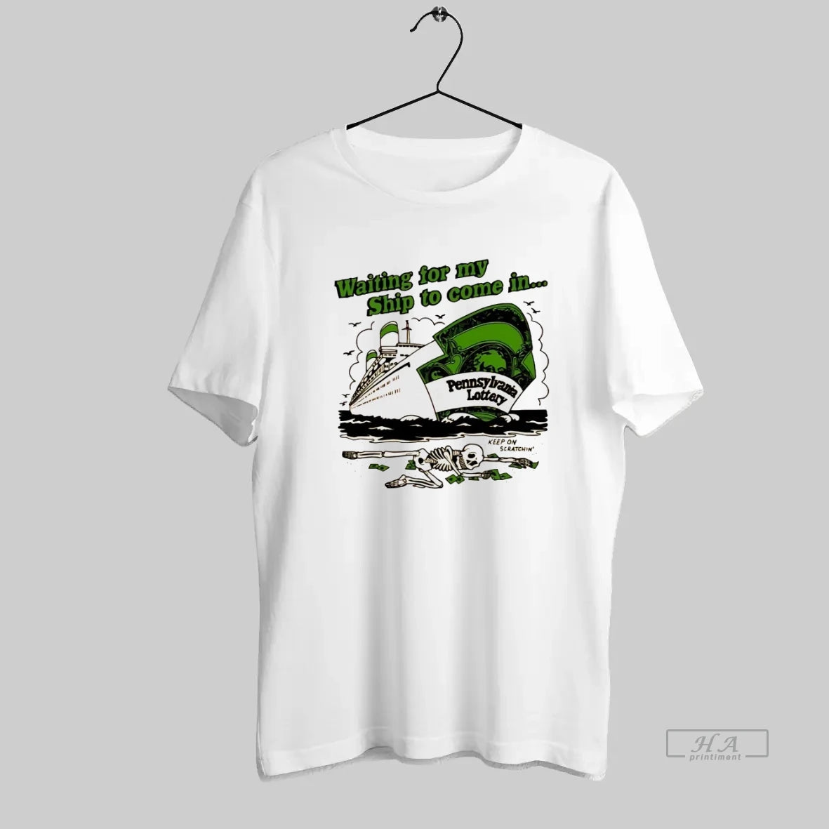 Official Pennsylvania Lottery Waiting For My Ship To Come In Skeleton Keep On - clothing by TeeHivey.com