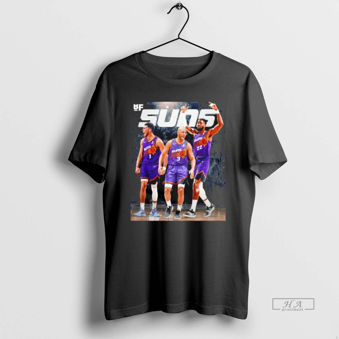 Official Phoenix Suns Players Devin Booker 1 Chris Paul 3 Deandre Ayton 22 Graphic - clothing by TeeHivey.com