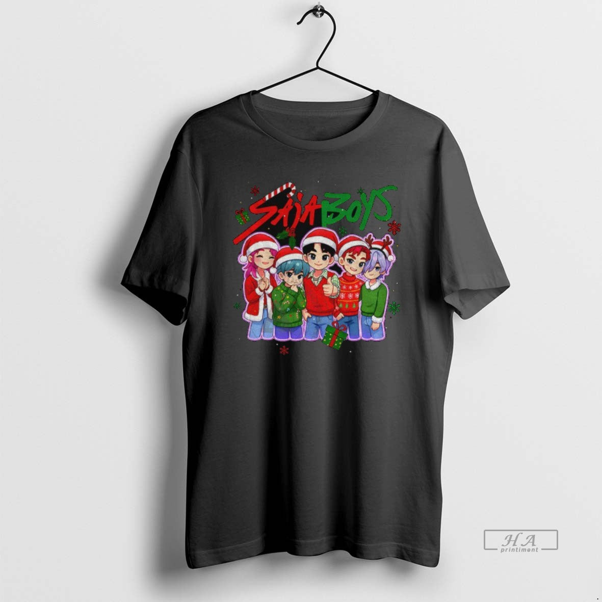 Official Saja Boys Cartoon Kpop Santa Hats Clipart Merry Christmas - clothing by TeeHivey.com