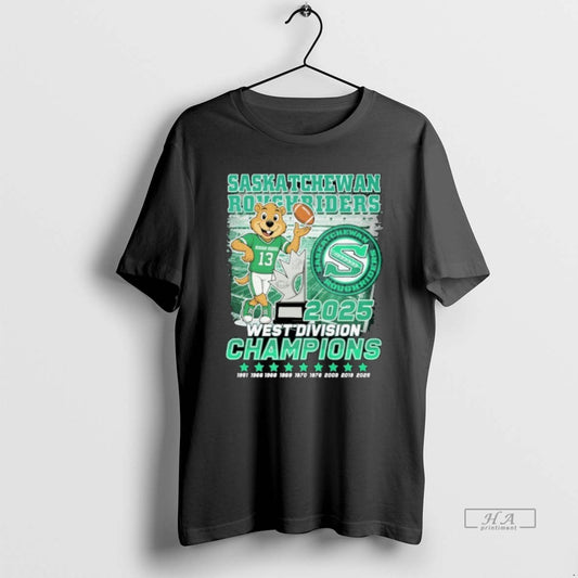 Official Saskatchewan Roughriders West Division 2025 Champions Mascot - clothing by TeeHivey.com