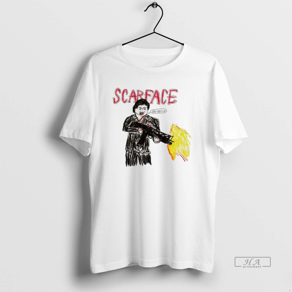 Official Scarface Tony Montana Say Hello To My Little Friend Art - clothing by TeeHivey.com