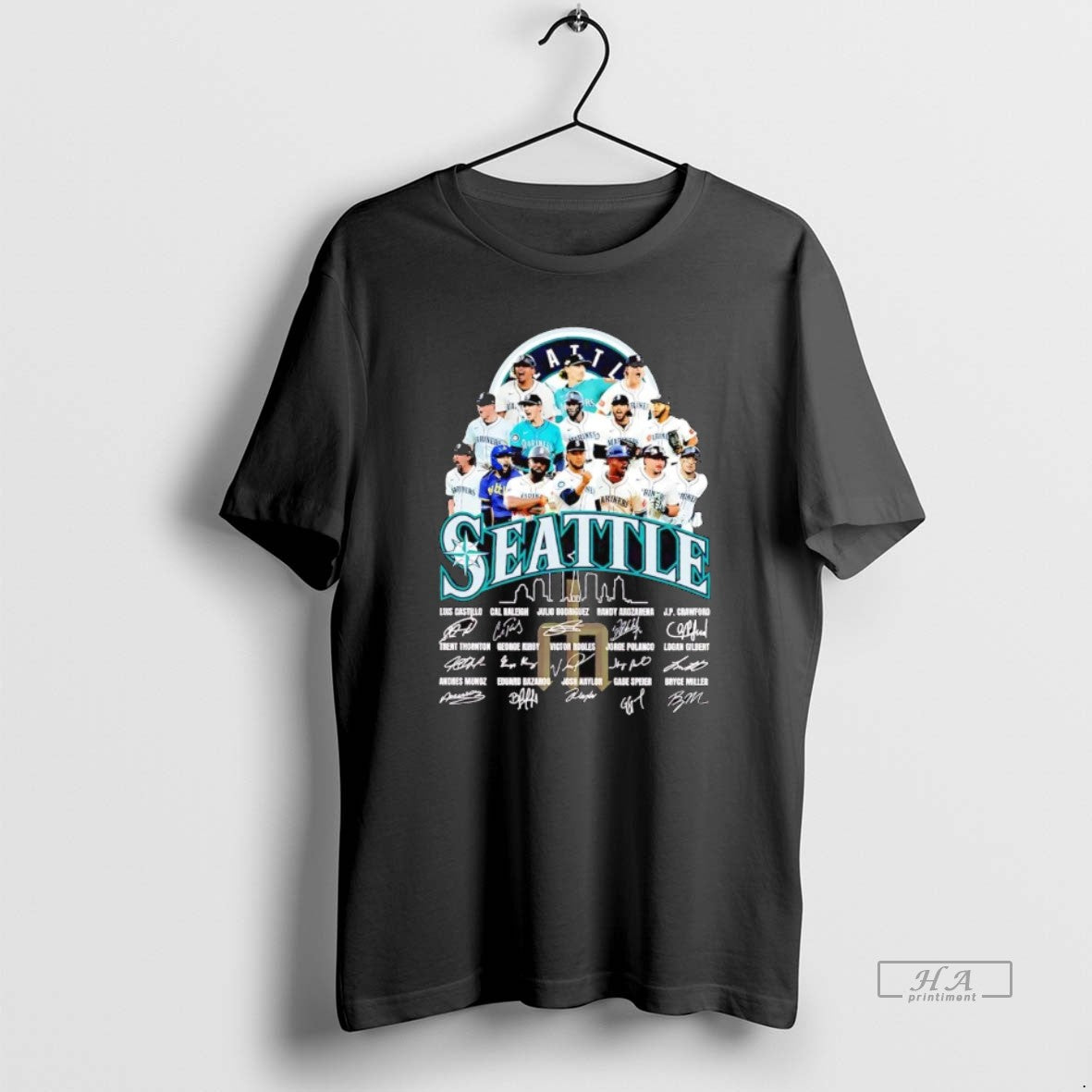 Official Seattle Mariners Players Lineup Skyline Signatures - clothing by TeeHivey.com