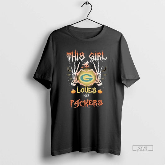 Official Skeleton Hearts Hands Halloween This Girl Loves Her Green Bay Packers - clothing by TeeHivey.com
