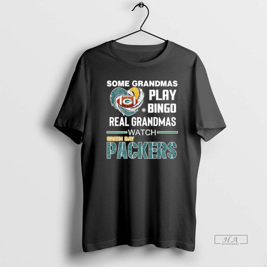 Official Some Grandmas Play Bingo Real Grandmas Watch Green Bay Packers Diamond Heart - clothing by TeeHivey.com