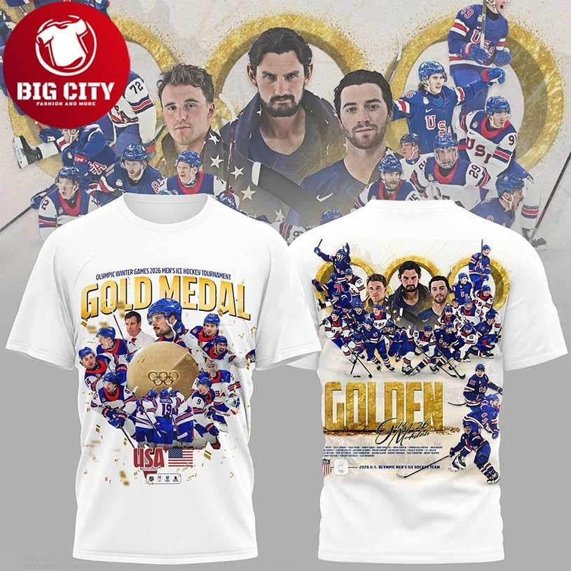 Official Team Usa 2026 Winter Games Ice Hockey Gold Medal Champions Two Sided Shirt