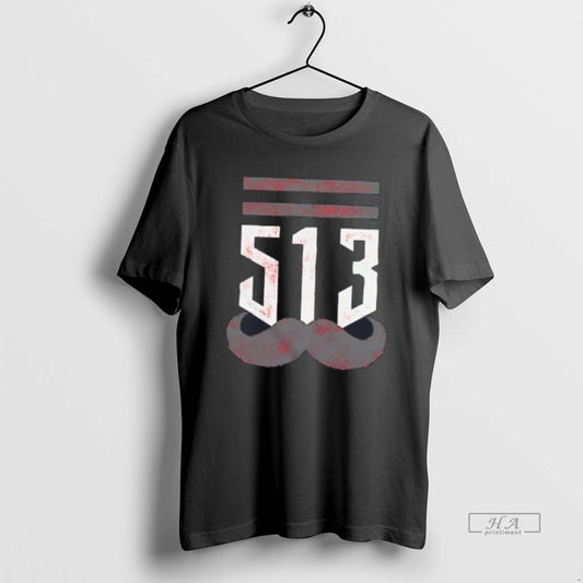 Official The 513 Stache Cincinnati Baseball Tee