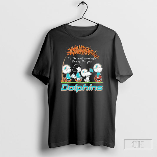 Official The Peanuts Character Miami Dolphins Its The Most Wonderful Time Of The Year Sweater