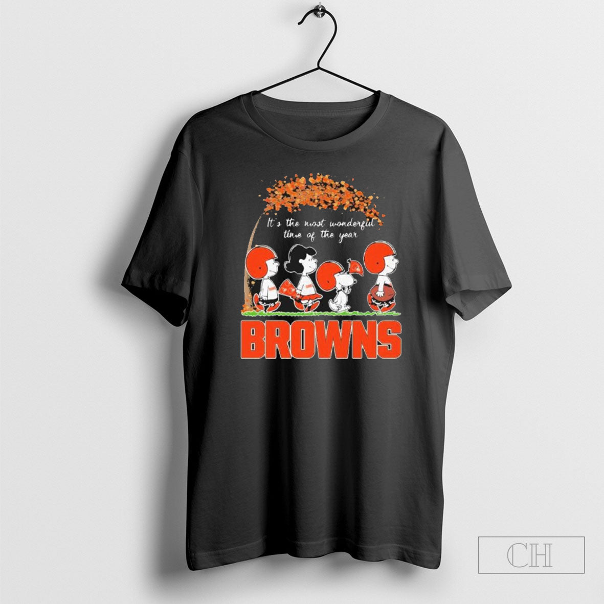 Official The Peanuts Characters Cleveland Browns Its The Most Wonderful Time Of The Year Sweater