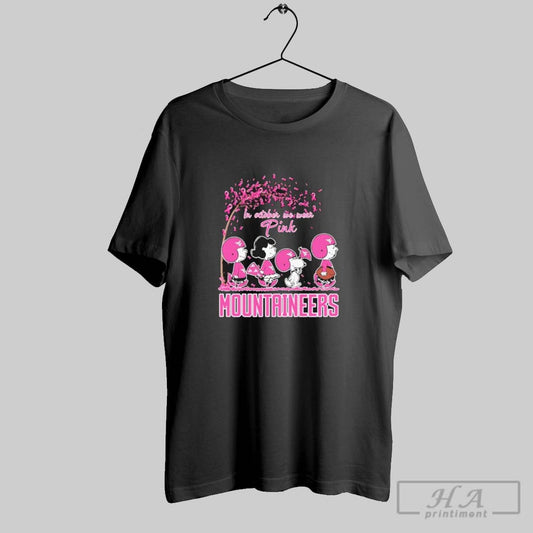 Official The Peanuts Walking X West Virginia Mountaineers In October We Wear Pink Shirt