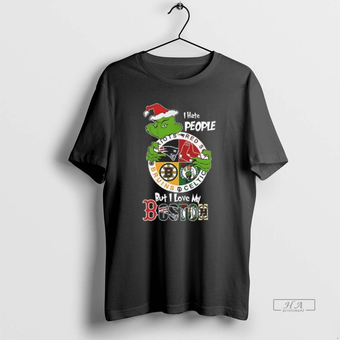 Official The Grinch I Hate People But I Love My Boston Team Sport Christmas - clothing by TeeHivey.com