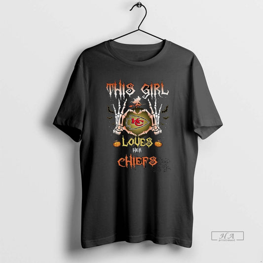 Official This Girl Loves Her Kansas City Chiefs Skelenton Halloween - clothing by TeeHivey.com