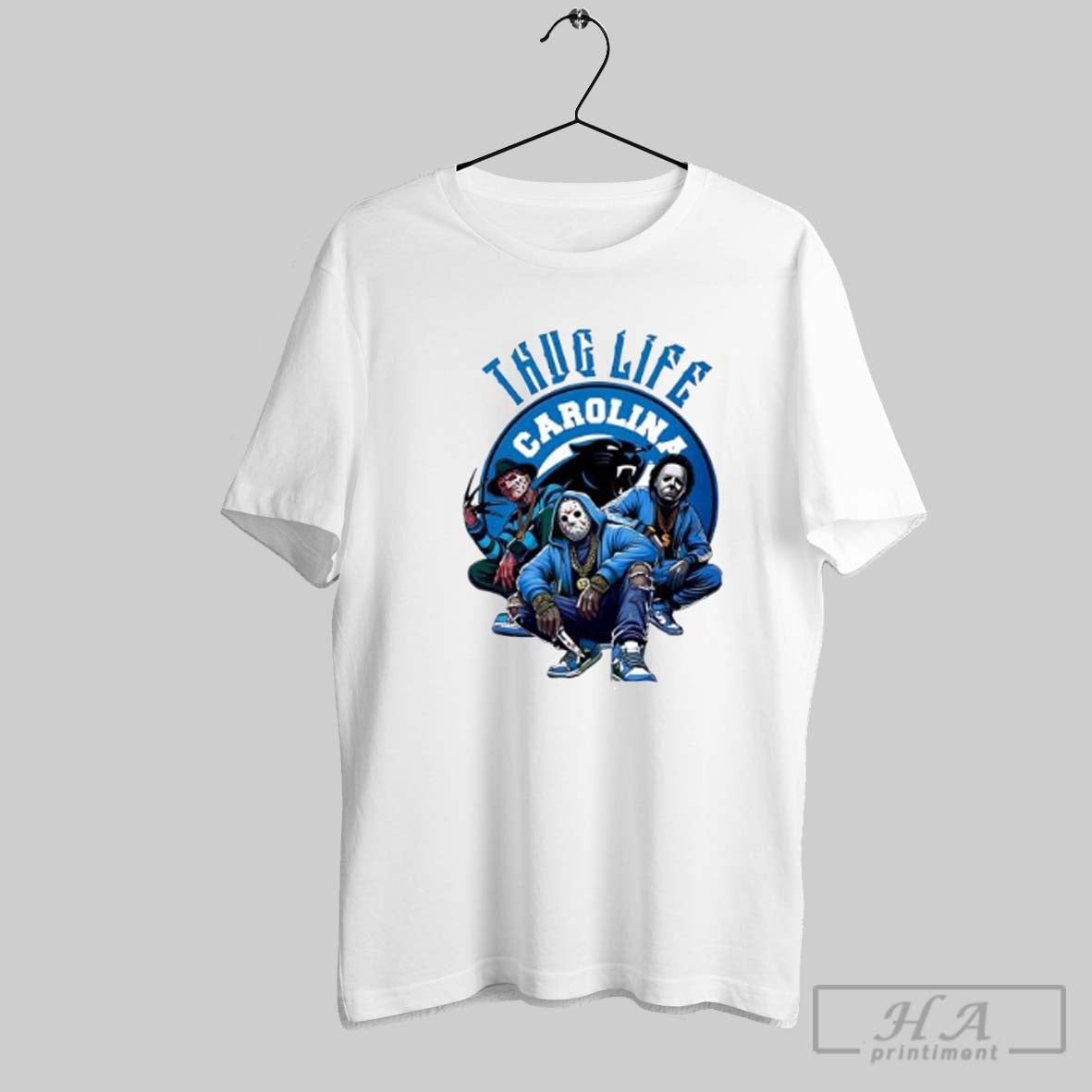 Official Thug Life Carolina Freddy Jason Michael Myers Halloween Panthers Posters White - clothing by TeeHivey.com