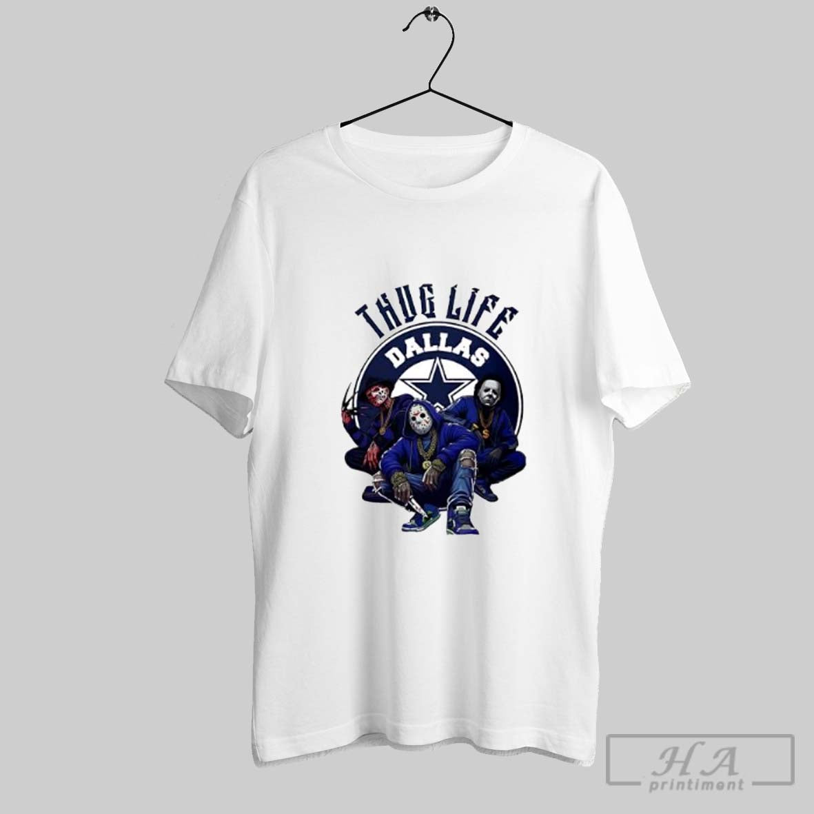 Official Thug Life Dallas Freddy Jason Michael Myers Halloween Football Posters White - clothing by TeeHivey.com