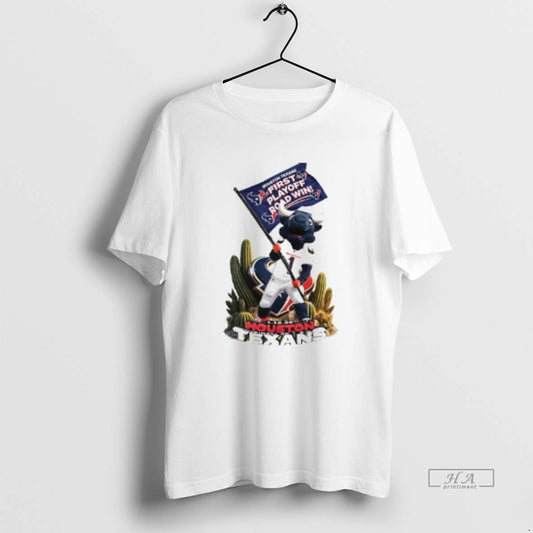 Official Toro Houston Texans First Playoff Road Win Mascot Caricature - clothing by TeeHivey.com