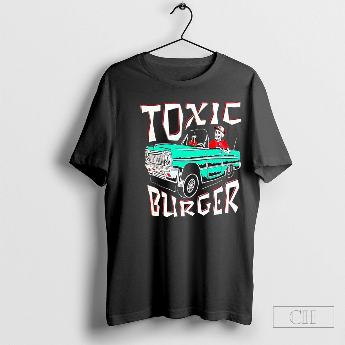 Official Toxic Burger Impala Skeleton Driving Classic Car Cartoon - clothing by TeeHivey.com
