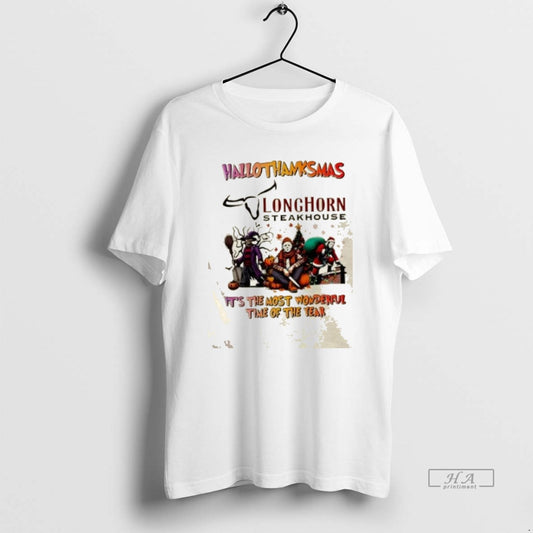 Official Trendy 2025 Horror Movies X Longhorn Steakhouse Happy Hallothanksmas Its The Most Wonderful Time