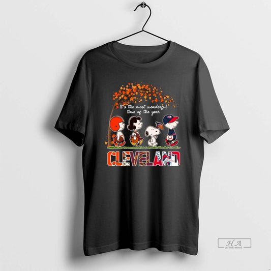 Official Trendy 2025 Its The Most Wonderful Time Of The Year Peanuts Characters X Cleveland - clothing by TeeHivey.com