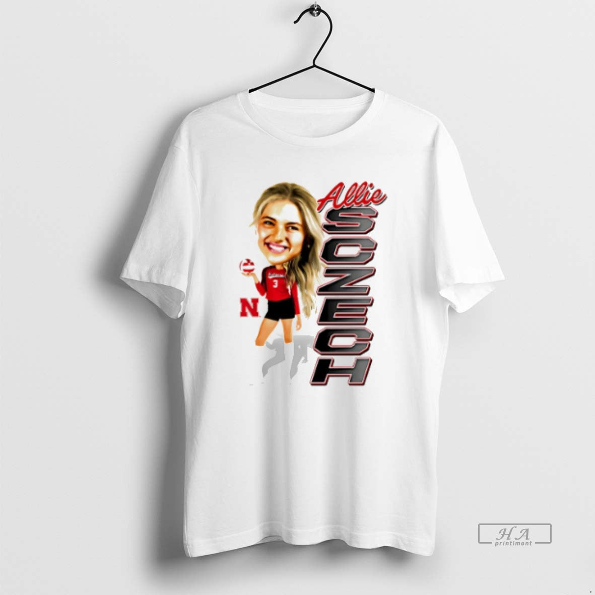 Official Trendy Allie Sczech Nebraska Volleyball Caricature - clothing by TeeHivey.com
