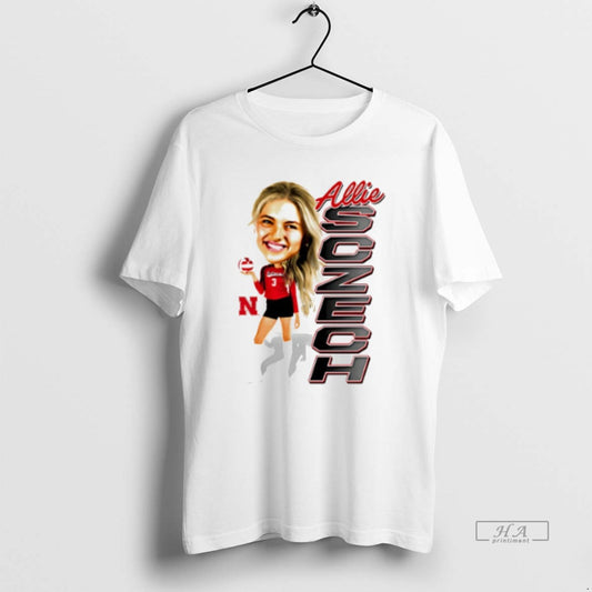 Official Trendy Allie Sczech Nebraska Volleyball Caricature - clothing by TeeHivey.com