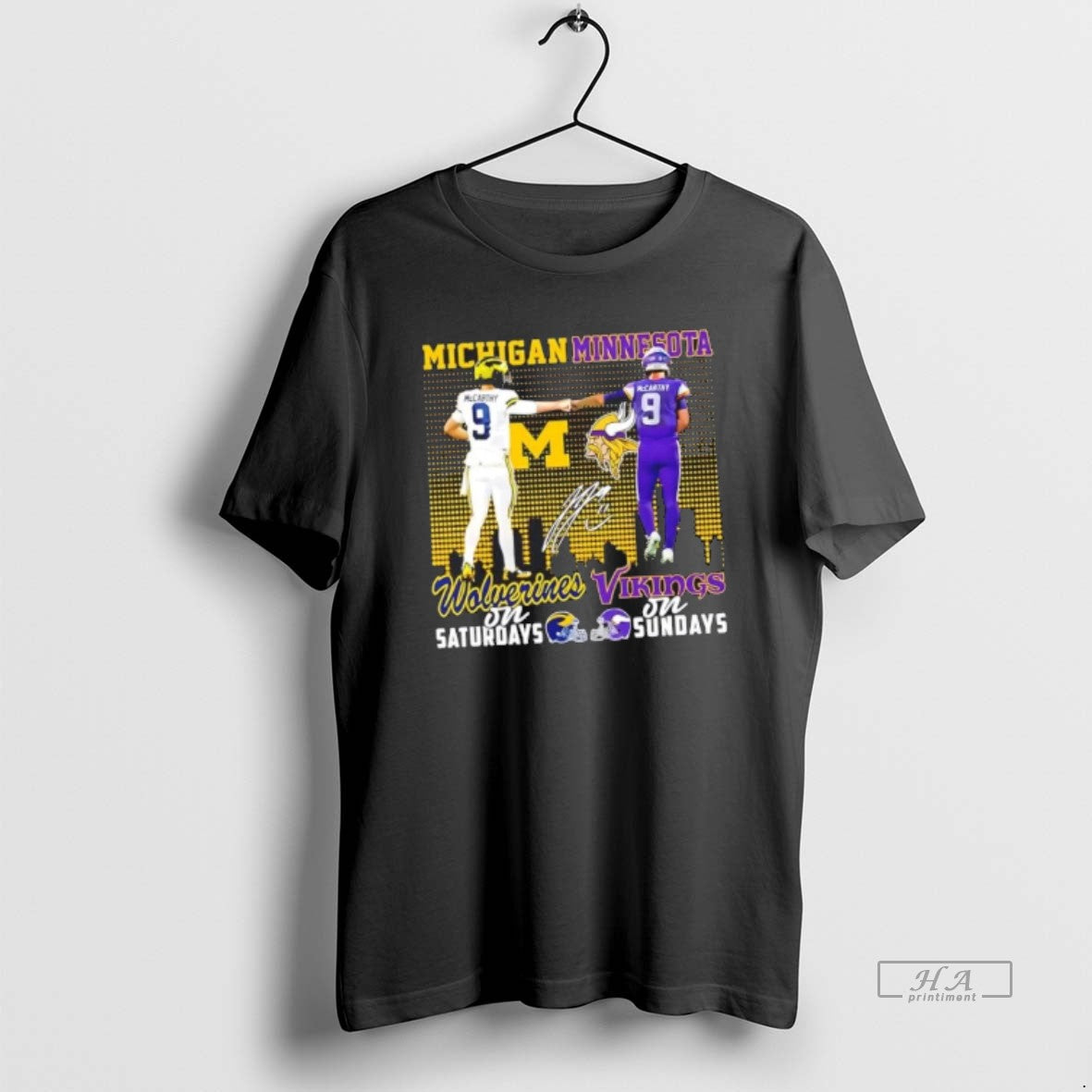 Official Trendy Mccarthy Michigan Wolverines On Saturdays X Minnesota Vikings On Sundays Skyline