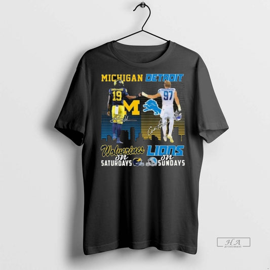 Official Trendy Underwood Michigan Wolverines On Saturdays And Hutchinson Detroit Lions On Sundays Signatures Long