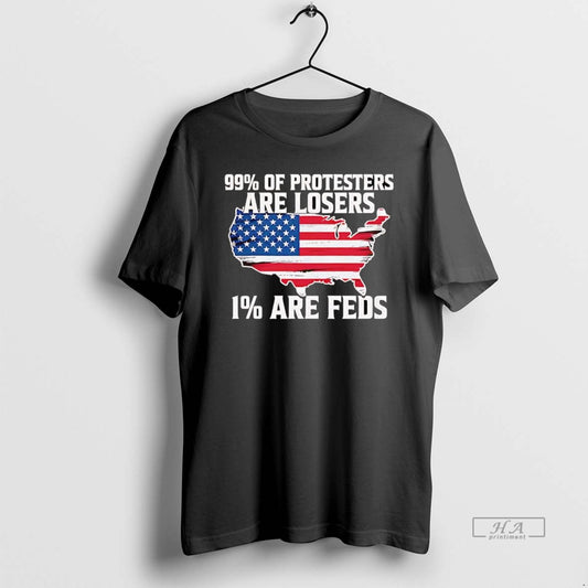 Official Us Flag 99 Percent Of Protesters Are Losers 1 Percent Are Red - clothing by TeeHivey.com
